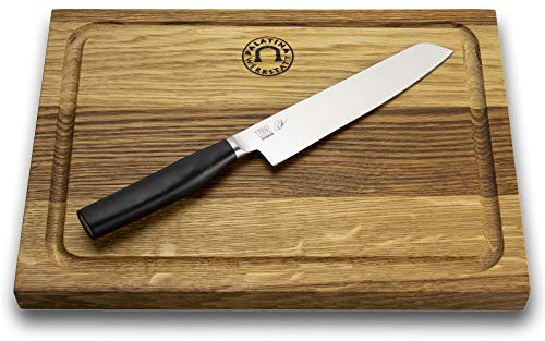 Kai Shun Tim Mälzer Geschenkset,scharfes KAMAGATA Allzweckmesser (TMK-0701), 15,5 cm + großes Schneidebrett, 30x22 cm