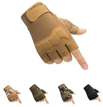 HYCOPROT Taktische Halbfinger Handschuhe Outdoor-Militär Motorrad Einsatzhandschuhe Leichte Atmungsaktive Sporthandschuhe für Fahrrad Airsoft Paintball Wandern Felsklettern (Gelb, Medium)