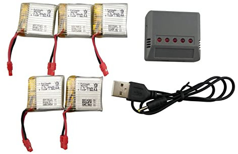 ZYGY 5PCS 3.7V 380mah Lithium Battery with Gray 5 in 1 Balance Charger for SYMA X21 X21W X26 Four-axis Aircraft Quadcopter Spare Parts Drone Battery