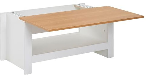 Wohnling Couchtisch 85x47x45 cm Weiß Eiche mit Stauraum