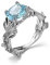 Banemi Ring Mittelfinger Damen, Ring Schmuck Damen Weißvergoldeter Hellblau Zirkonia Runden Damen Partyschmuck Größe 57 (18.1)