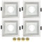 Shop SoftAir® Kit 4 Porta Faretto Quadrato SquareClass Design Italiano Cornice Quadrata Bianco Satinato Incasso Cartongesso Alluminio Pressofuso supporta Lampada Led GU10 Foro 75mm Gancetti Invisibili