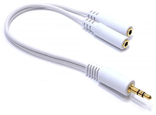 PENCILUPNOSE 3.5mm Headphone Splitter Jack Y Male to 2 Dual Female Cable Lead Audio Extension gold plated for iPhone, Samsung, Xiaomi, Oppo, Huawei, Vivo, LG etc, BLACK