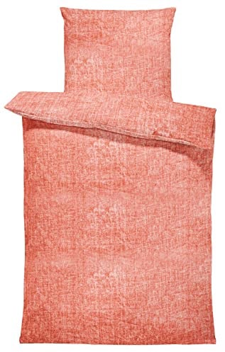 Bettwäsche 135x200 cm meliert Stone Washed Optik Terracotta modern Microfaser