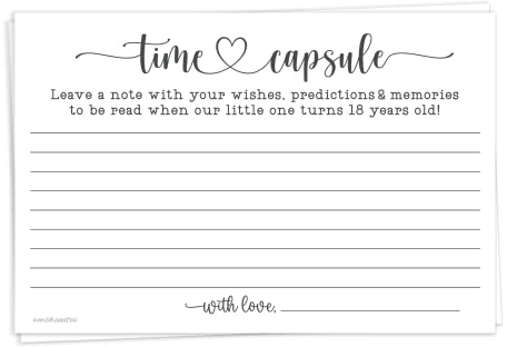 m&h invites Time Capsule Lot de 50 cartes pour 1er anniversaire ou fête prénatale Motif cœur