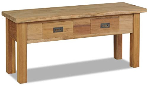 Makastle Holzbank mit 2 Schubladen Vintage Sitzbank Bank Shabby Deko Möbel Ablage Sitzbank Küchenbank aus Holz, Flurbank für Flur, Schlafzimmer und Eingangsbereich, 90 x 30 x 40 cm