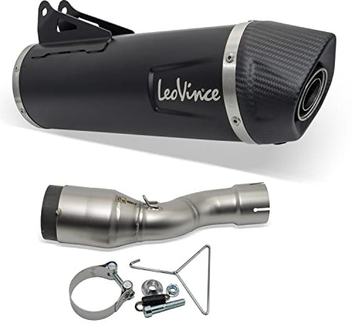 Endschalldämpfer/Auspuffanlage LeoVince SLIP-ON SBK EVO, Edelstahl schwarz, Carbon Kappe, mit Zulassung für Husqvarna 701 Enduro/Supermoto mit Kat
