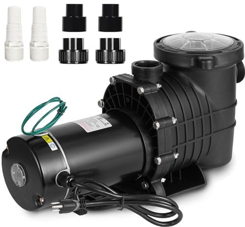 Hitgrand Pompa per piscina autoadescante 2HP, pompa per piscina interrata fuori terra aggiornata 110 V/220 V a doppia tensione, 1500 W 60 Hz, pompe a singola velocità con cestello filtrante,