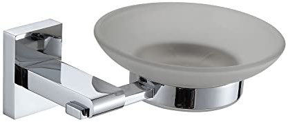 Wall Mounted Bathroom Accessories Set Stainless Steel Polished Chrome Unity (Glass Soap Dish)