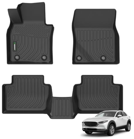 ANBINGO Fußmatten speziell für Mazda CX-30 2023 2022 2021 2020 Allwetterschutzmatten TPE Anti-Rutsch-Automobil-Bodenbeläge passend für Vorder- und 2. Reihe komplettes Set Zubehör Schwarz