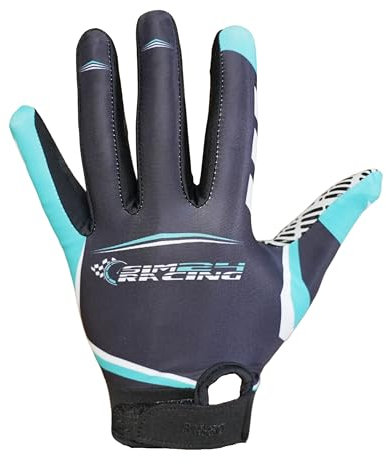 SimRacing Gloves Handschuhe für SimRacing-Fahrer, Touchscreen, hervorragender Grip am Lenkrad, ideal für Alcantara- und Nicht-Lenkräder, Mini-Handflächenlöcher für Handatmung (M, Mercedes)