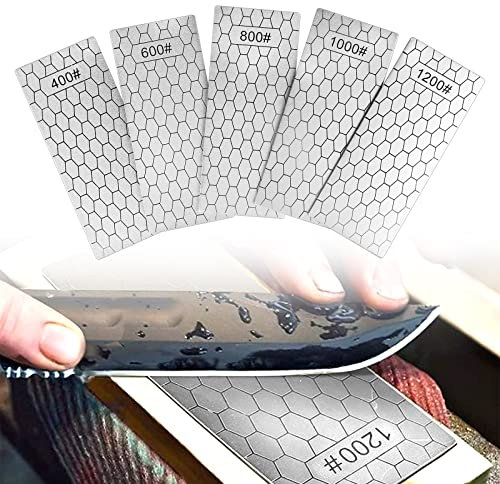 5 Stück Diamant Schleifstein, 400/600/800/1000/1200 Schleifstein Messer Wetzstein Diamant Messerschärfer Diamantschleifsteine für Küchengeräte Außenbereich Taschenmesser Schere