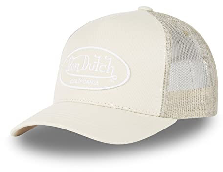 Von Dutch Cap für Damen und Herren, verstellbar, Truckermütze, originell und bequem, Beige, Weiß, Größe TU, beige