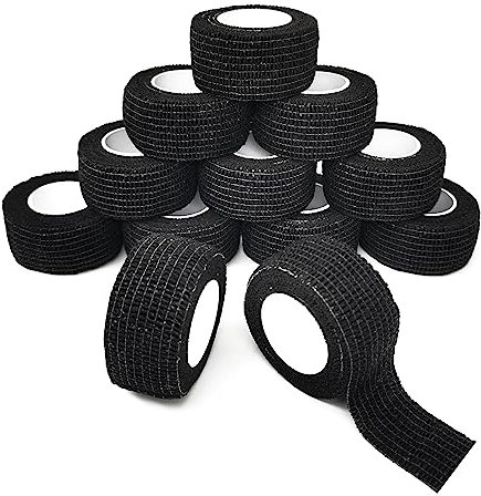 12 Rollen Fingerverband Selbstklebender Verband 2.5cm X 4.5m Selbsthaftende Bandage Elastische Binde Fixierbinde Selbsthaftend für Finger Hund Pferd Tiere Schwarz