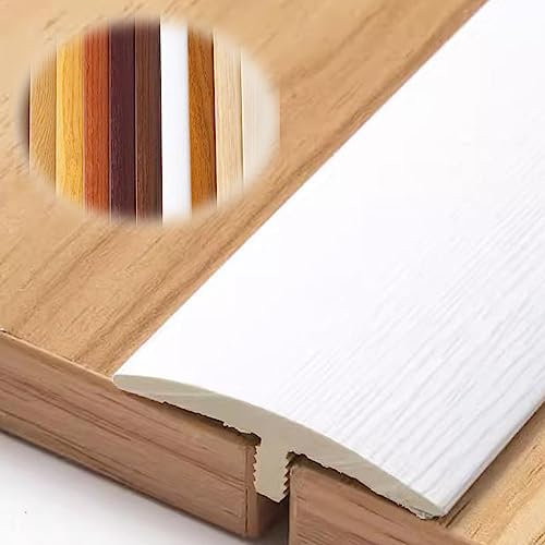 EMENAR T-Profil Bodenleiste Für Boden & Tür, 90cm Übergangsschiene Übergangsstreifen Für Verbinden Von Bodenspalten, Glatt, Leicht, (Color : White)