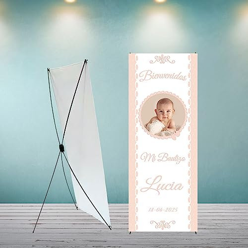 Bautizo Decoración Cartel personalizado Invitados Bautizo Lunares Rosa en Español
