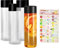 LSYYSL Quatre bouteilles de jus cylindriques en plastique transparent de 400 ml, un autocollant de fruits, convient pour stocker du thé, du jus de fruits et des boissons infusées à froid
