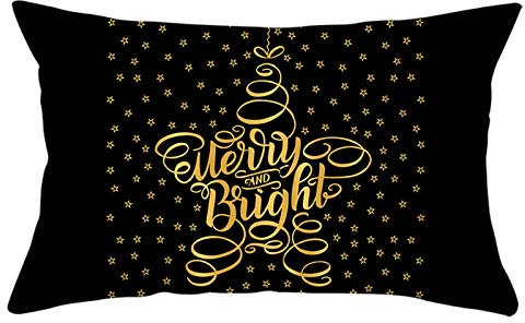 CEVAN Leinen Kissenbezüge Draußen Kissenbezug Set Bunt Schwarzes Gold Kissenbezüge Zierkissen Kissenbezug Sofa Sterne Englische Wörter Kissenbezüge Sofa Dekor 30x50 cm