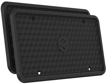 Rightcar Solutions Silicone License Plate Frames | The Original Premium Grade Silicone Car Plate Frame | Rust Proof, Rattle Proof, Weather Proof License Plate Holder (Black 2pack)