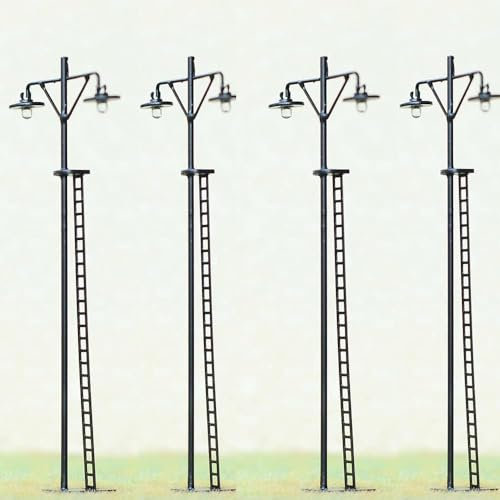 YUETTYY Eisenbahn-Lampenmast-Modell, 4 Stück HO Skala LED Yard Licht Straßenmodell, Zug Eisenbahn Straße Station Post Lampe Modell Für Kleine Landschaft Garten Lampen Beleuchtung Modell Züge Zubehör
