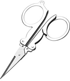 TONZN Küchenschere, Faltbare Schere, Taschenschere, für Reisen, kleine Bastelarbeiten, Mini, faltbar, für Reisen, Stickerei, Schere, Faden, Schneiderschere, Schere (Silber)
