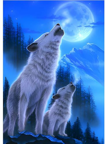 MOGTAA Wolf Diamond Painting Erwachsene, 5D Wölfen Diamant Painting Bilder für Anfänger Erwachsene, DIY Diamond Art Tiere Diamant Malerei Bilder für Home Dekor 30x40cm