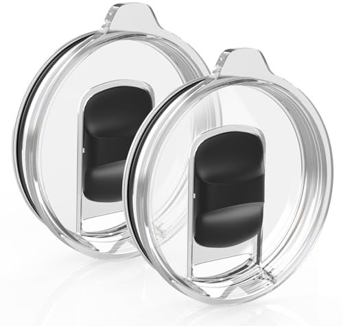 2 Pack Replacement Tumbler Lid for YETI 20 oz Tumbler, 10 oz Lowball and 25 oz Straw Mug Replacement Cover with Magnetic Slider Switch (20oz, Black)