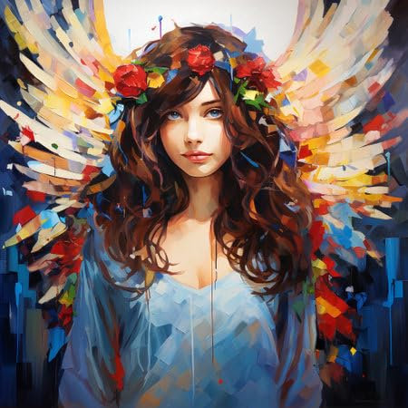 Acryl-Bild 80 x 80 cm: Schöne junge Frau mit einem Blumenkranz auf dem Kopf. (212591206)