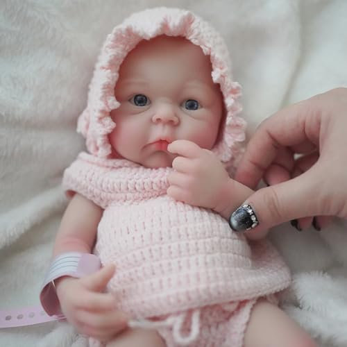 MYREBABY 30.5 cm Lebensechte Reborn Babypuppe Ganzkörper Platin Silikon Realistische Augen Offene Baby Mädchen Real Life Neugeborene Babypuppe, die echt Aussehen Baby mit Geschenkbox