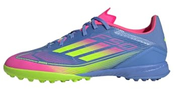 adidas F50 League Football Boots Turf Football BootsUnisex Adult, Blue Fusion Lucid Lemon Lucid Pink, 11.5 Little Kid