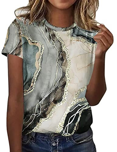 Tshirt Damen Baumwolle halbarm Tunika Damen Viskose musselin Bluse Oversized Kurzarm blusen große größen Opus top Shirt grün leichte Sommer Tunika Stripes Shirtbluse