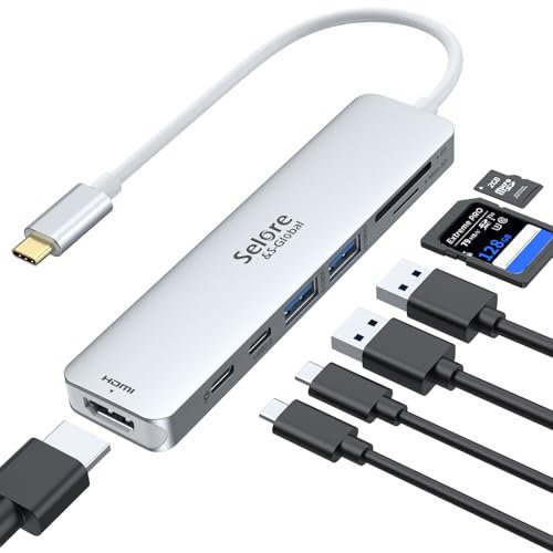 Adaptateur USB C, Hub USB C HDMI 4K, PD 100W, USB C 3.0, 2*USB 3.0 Lecture de Carte SD/TF, Dock USB C Multiport 7-en-1 Compatible avec MacBook Pro/Air M1 M2 ChromeBook Pixel iPad Pro Tablette(Silver)
