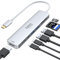 Adaptateur USB C, Hub USB C HDMI 4K, PD 100W, USB C 3.0, 2*USB 3.0 Lecture de Carte SD/TF, Dock USB C Multiport 7-en-1 Compatible avec MacBook Pro/Air M1 M2 ChromeBook Pixel iPad Pro Tablette（Silver）