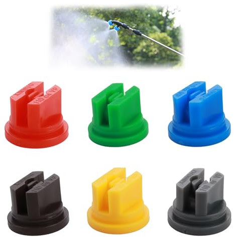 6Pcs Spray Nozzles Spraying Tip Assorted Set 110 Degree Flat Fan Shape 0.15-0.6mm Pore Replacement Nozzles Plastic for Knapsack Spraying Weed Killing in Agriculture Forestry