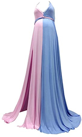 Robe de maternité pour femme - Robe de maternité sans manches - Jupe longue - Robe de photographie décontractée - Robe trapèze de maternité - Vêtements de grossesse - Robe de Nouvel An, rose, L
