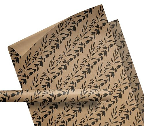 Geschenkpapier aus Kraftpapier mit Muster – Geschenkpapier Natur – ökologisch, nachhaltig – Geschenke zu Geburtstag, Weihnachten, Ostern, Hochzeit – Rolle: 47 cm breit, 3 m lang - ZWEIGE