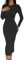 ZKZFCAI Women’s Long Sleeve Long Dress Tight Sexy Slim Solid Color Skims Dupes Bodycon Maxi Slim Cocktail Dresses Pencil Long Dress Stretchy Club Dress for Cocktails Clubwear Party Black