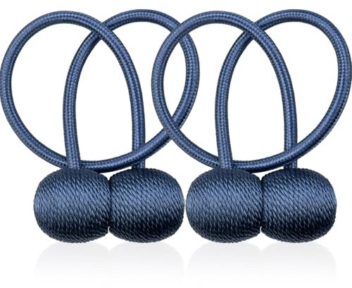 YunSchauen Magnetische Vorhang Raffhalter, 2 Stück Gardinenhalter Schnallen Vorhang Halter für Haus Dekoration, Haken Clip für Schlafzimmer Büro Dekorativer Vorhang,Blau
