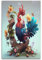 YCGYMX Tier-Poster, Hühner, die auf bunten Ästen sitzen, Poster, dekoratives Gemälde, Leinwand, Wandposter und Kunstbild, moderner Familienschlafzimmer-Dekor, Poster, 20 x 30 cm