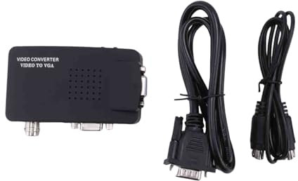 Joumitty Adattatore Convertitore Svideo AV a VGA Composito AV CVBS Ingresso VGA Uscita 1080P per TV a PC Monitor HDTV