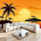 Vlies Fototapete Insel Sonnenuntergang Palmen Vliestapete Wohnzimmer Schlafzimmer 300x210 cm Vlies Tapete Art Wandtapete UV-Beständig Wanddekoration Tapete