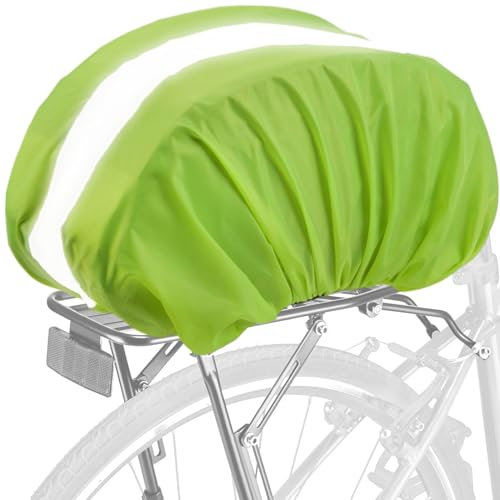 VAOLOAV 5L to 20L Regenhülle für Regenüberzug Rahrradkorb Fahrradtasche Gepäckträger Wasserabweisende Fahrradkorb Abdeckung mit Reflexstreifen Leuchtendes Grün