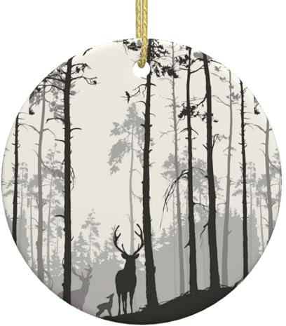 Weihnachtsschmuck „Tanne Familie Jagd 2024 Weihnachtsschmuck, dekorative Hängeornamente, Weihnachtsbaumschmuck, Zubehör, Keramikornamente, Weihnachtsdeko