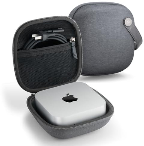 Spigen Klasden Tasche mit Hartschale Entwickelt für Mac mini M4 / M4 Pro Chip 2024 Tragetasche mit Ledergriff - Schwarz