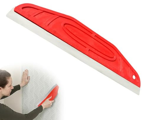 Wallpaper Scraper Paint Trim Guard, 11.4 Inch Edge Painting Tool, Multi-Purpose Straight Edge Tool Paint Shield, Cutting in Tools for Painting Smearing Repairing Wallpaper (Red)