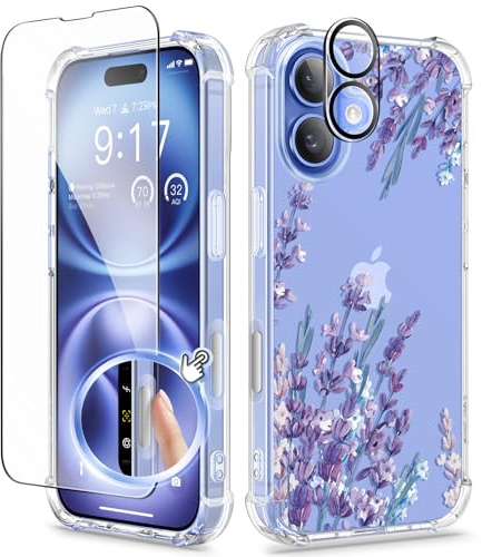 GVIEWIN Kompatibel mit iPhone 16 Hülle,[Kamerasteuerung Button]mit Display& Kameraschutz,Stoßfest Fallschutz Kratzfest Klar Nicht gelb Dünn Handyhülle für Frauen,Helles Lavendel | Stoßfest,Fallschutz,Kratzfest,Nie Vergilbung,Dünn Handyhülle für Frauen 2024,Lavendel