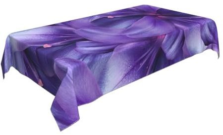 AUBKFELD Rechteckige Tischdecke mit Lilien-Motiv, bedruckt, 140 x 90 cm, Urlaubstischdecke, Stoff-Tischdecke, dekorativ für Picknick, Küche, Esszimmer, Party