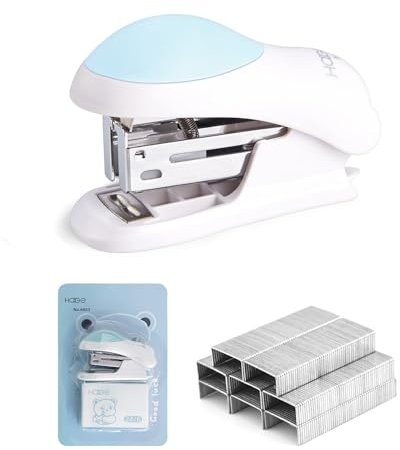 Mini Hefter,Hefter Klein Tragbar Heftgerät Less Effort Heftgerät Manueller Tischhefter 3 Farboptionen mit Heftklammern für Schulen Arbeitsplätze Familien Blau