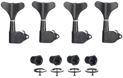 4 cuerdas 18:1 sellados para bajo y guitarra, clavijas de afinación de bajo, máquinas de afinación de bajo, compatibles con Ibanez/Yamaha, estilo acústico/bajo eléctrico, negro 4R