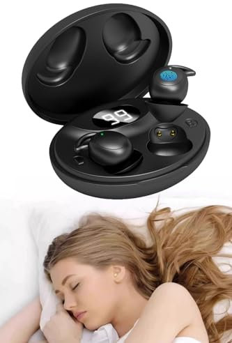 ATHRZ Sleep Earbuds Light-Weight Headphones, Bluetooth 5.3 in-Ear Mini Sleep Headphones Small Ultra-Mini for Side Sleepers, 36H Playtime with Charging Case, Clear Calls Earphones(Black)